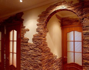 Отделка арки искусственным камнем, фото